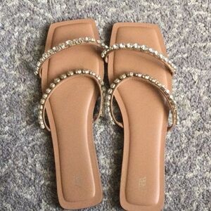 Zara slip on rhinestone sandals in 41